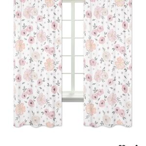 Floral Pink and White Curtains